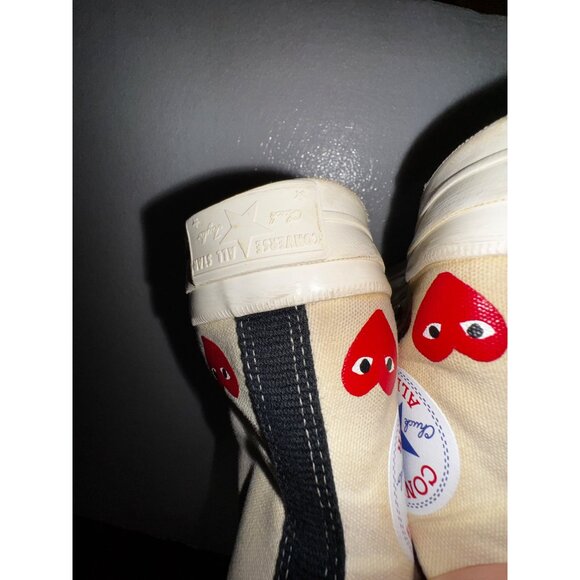 Comme Des Garcons Play X Converse Chuck Taylor All Star HighTop Sneakers Beige 8 - Picture 12 of 13